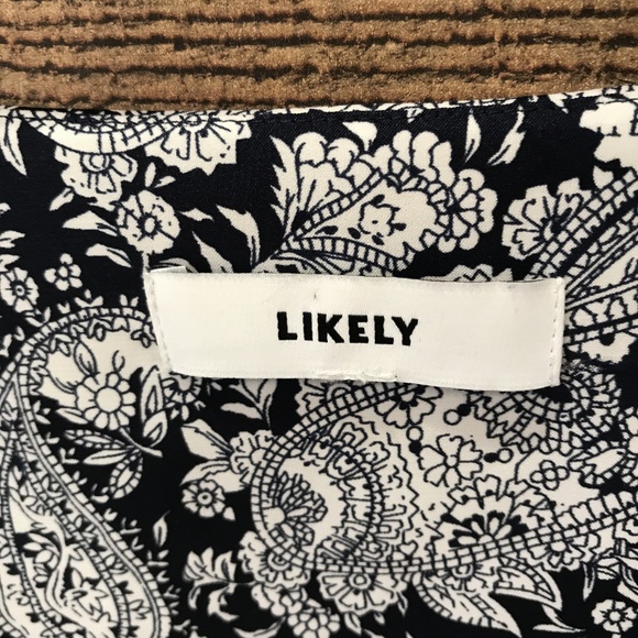 Likely Navy White Paisley Dress Bell Sleeves Mini - Picture 5 of 7